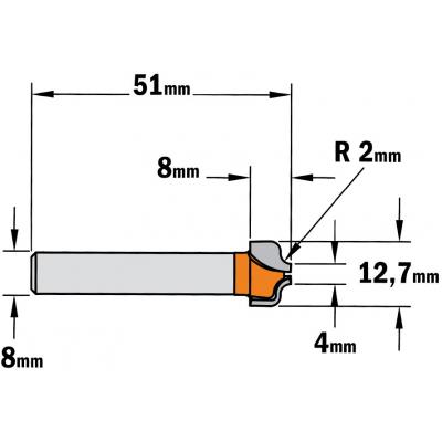 FREES D=12.7 D1=4 I=8 R=2 PROF=B Z2