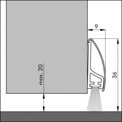 DORPELPROFIEL INOX 40X8X1000