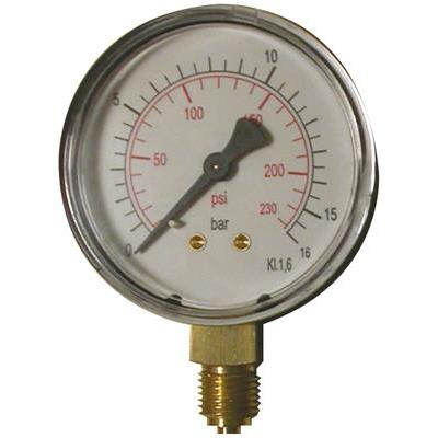 MANOMETER 16 BAR RUGAANSL.1/4E 63MM 1ST.