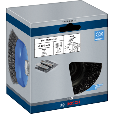 BOSCH Brosse boisseau PRO Metal clean, 100 x 0,5 mm, à filetage