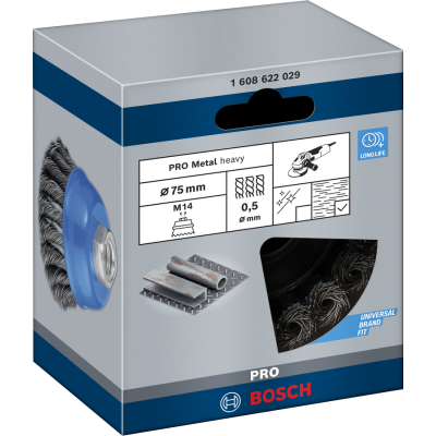 BOSCH Brosse boisseau PRO Metal heavy, 75 x 0,5 mm, à filetage