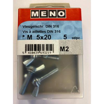 VLEUGELSCHROEF DIN316 M5X20 VERZINKT 5ST