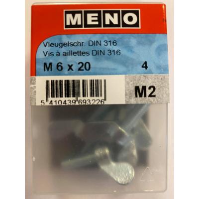 VLEUGELSCHROEF DIN316 M6X20 VERZINKT 4ST