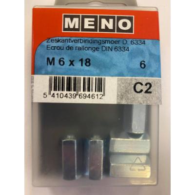 ZESKANTMOER DIN 6334 M6X18 ZN (SW10) 6ST