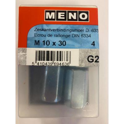 ZESKANTMOER DIN6334 M10X30 ZN (SW17) 4ST