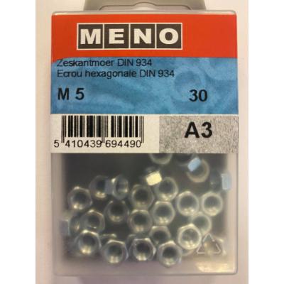 ZESKANTMOER DIN 934 M5 ZN/BLISTER 30ST