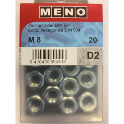 ZESKANTMOER DIN 934 M8 ZN/BLISTER 20ST