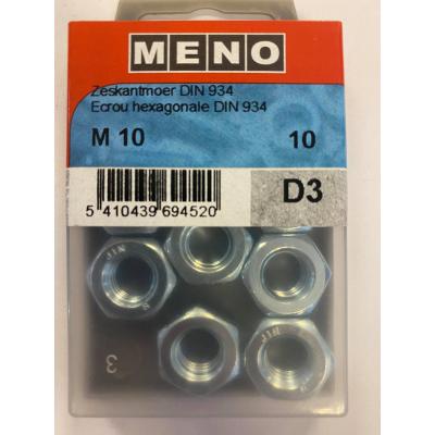 ZESKANTMOER DIN 934 M10 ZN/BLISTER 10ST