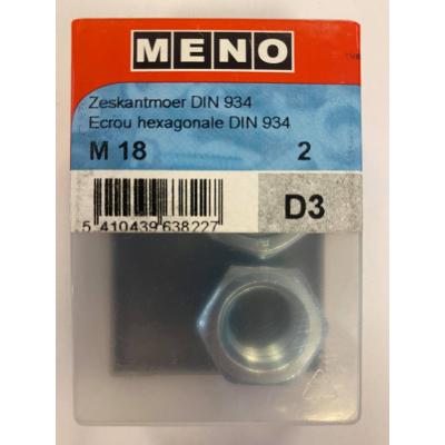 ZESKANTMOER DIN 934 M 18 ZN/BLISTER 2ST