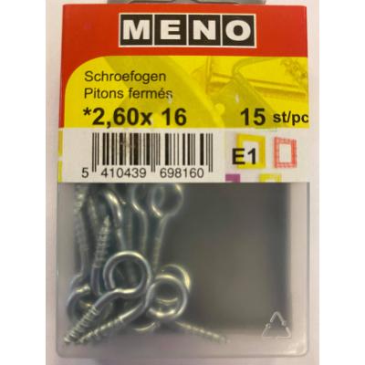 SCHROEFOGEN * 2.6X6X16 ZN/BLISTER 15ST