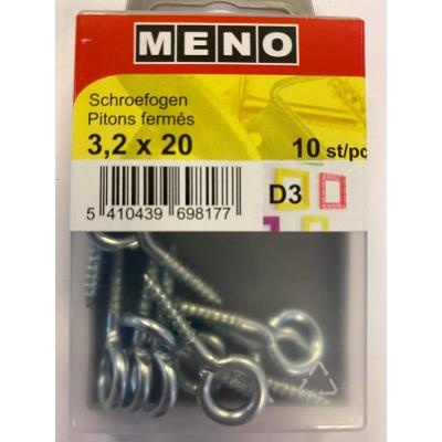SCHROEFOGEN * 3.2X8X20 ZN/BLISTER 10ST