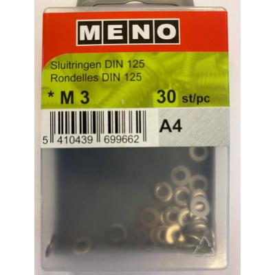 SLUITRINGEN DIN 125A M3 INOX A2 30ST