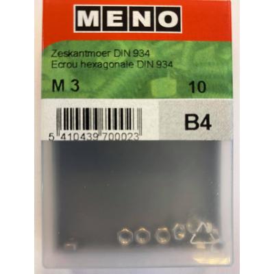ZESKANTMOER A2-70 DIN934 M3/BLISTER 10ST
