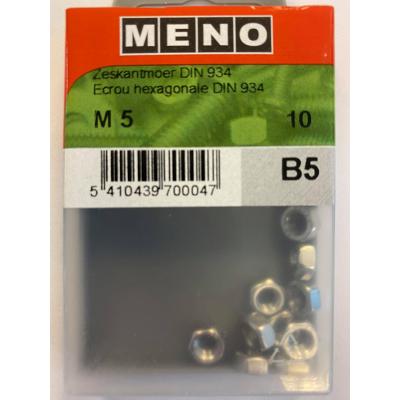 ZESKANTMOER A2-70 DIN934 M5/BLISTER 10ST