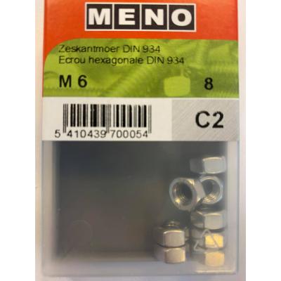 ZESKANTMOER A2-70 DIN 934 M6/BLISTER 8ST