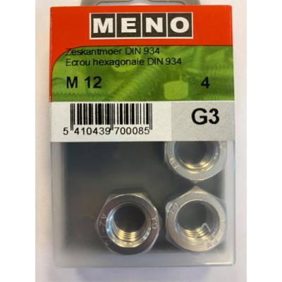 ZESKANTMOER A2-70 DIN934 M12/BLISTER 4ST