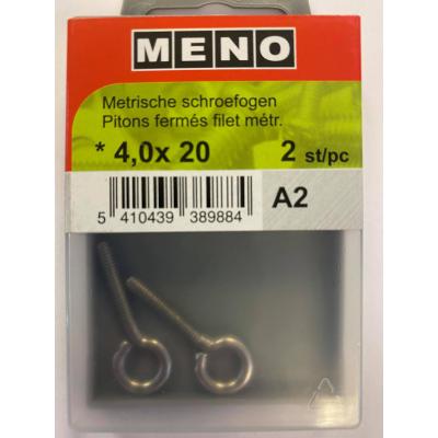 METRISCHE SCHROEFOGEN M4X20 INOX A2 2ST