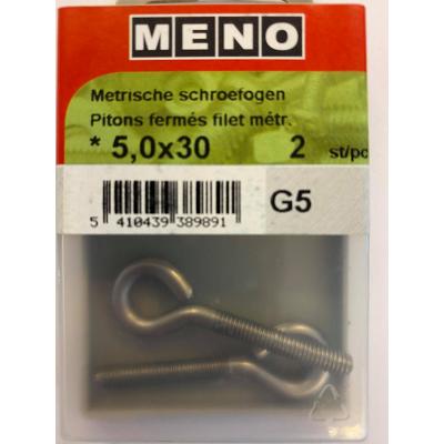 METRISCHE SCHROEFOGEN M5X30 INOX A2 2ST