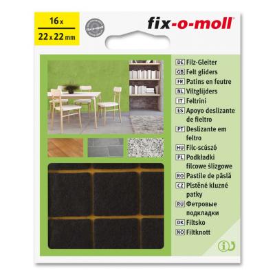 FIX VILTGLIJDER ZK 22X22MM BRUIN 16ST.
