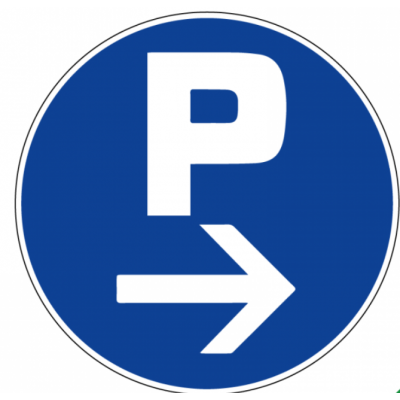 SIGNAALPLAAT 300MM P PARKING+PIJL RECHTS