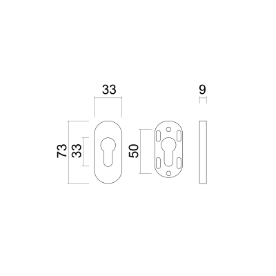 HDD ENTREE CYLINDRE DE SECURITE OVALE INOX PLUS 9MM