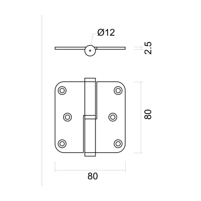 HDD PAUMELLE 80X80X2,5 INOX 201 DROITE 3PCE+VIS