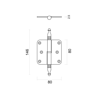 HDD PAUMELLE 80X80X2,5 VASE NOIR DROITE 3PCE+VIS
