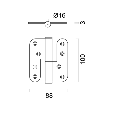 HDD PAUMELLE 100X88X3 NOIR GAUCHE 3PCE+VIS
