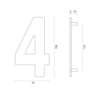 HDD HUISNUMMER PLAT 4 ZWART