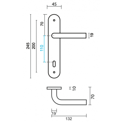HDD DEURKRUK PRO L SHAPE 19MM INOX PLAAT