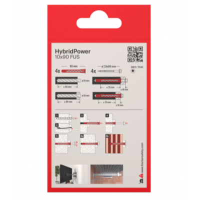 FISCHER HYBRIDPOWER CHEVILLE 10X90MM FUS 4PCS