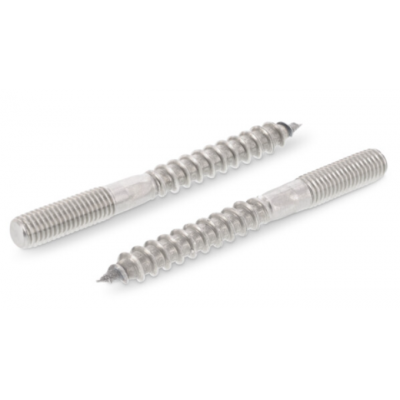 Goujon d´ancrage double filetage bois/métrique avec surface de clé INOX A2 M8X80