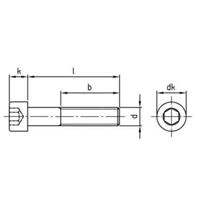 Vis à tête cylindrique HC, filetage partiel 912 INOX A2 M8X70