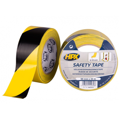 HPX SIGNALISATIETAPE GEEL/ZWART 50MMX33M