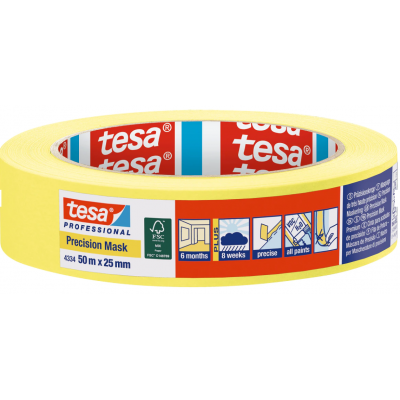 TESA MASKING TAPE 4334 GEEL 25MMX50M