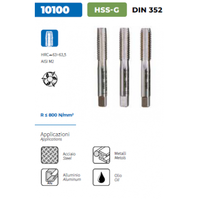 KRINO tarauds à main 10100 HSS-G M3X0.5 3 pièces