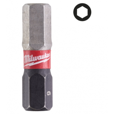 MILWAUKEE SHOCKWAVE BITS HEX6 25MM 3ST
