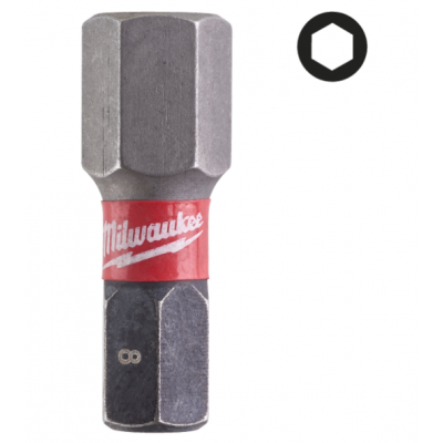 MILWAUKEE SHOCKWAVE BITS HEX8 25MM 3ST