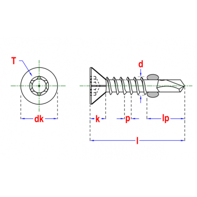 Vis autof. à ailettes TF-T Ø6,3x70 Zn