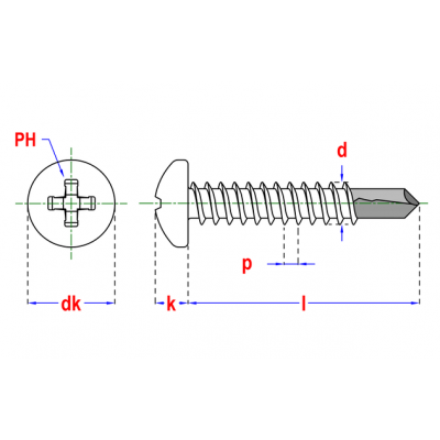 Vis autoforante DIN 7504M-H Ø4,20x22 Zn