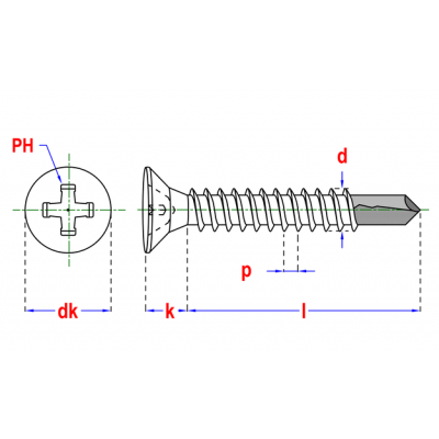 Vis autoforant TF DIN 7504O Ø3,90x38 Zn