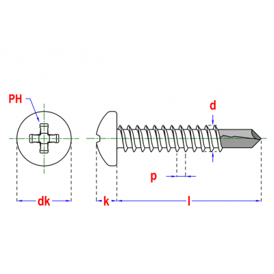 Vis autoforante DIN 7504M-H Ø3,50x13 Zn