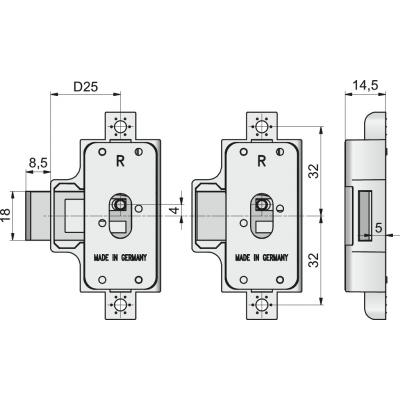 DRAAISTANGSLOT 700-15MM LINKS BRONS