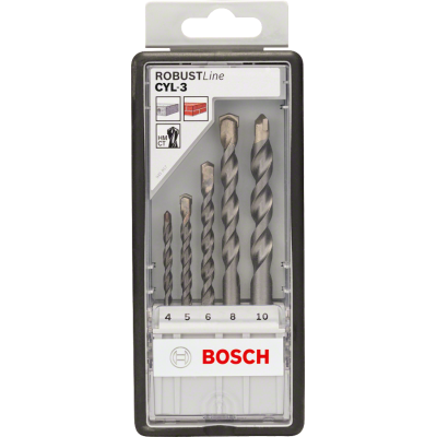 BOSCH Coffret de 5 forets à béton Robust Line CYL-3, 4 - 10 mm