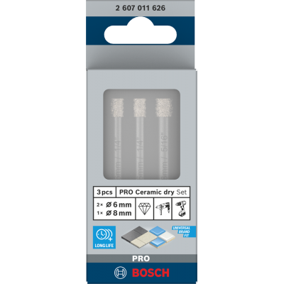 BOSCH Coffret de forets à sec PRO Ceramic dry, 3 pièces