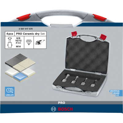 BOSCH Coffret de couronnes de forage à sec PRO Ceramic M14, 4 pièces