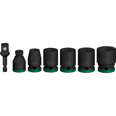 BOSCH Coffret de douilles PRO Impact avec adaptateur, 1/2", Standard, 7 pièces