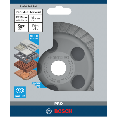 BOSCH Meule assiette PRO Multi Material, 5 x 125 x 22,23 mm