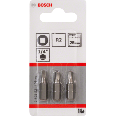 BOSCH BITS VIERKANT R2 25MM 3ST.