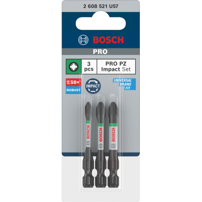 BOSCH BITS IMPACT PZ1+PZ2+PZ3 55MM